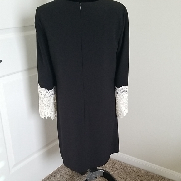 Elegant Black Dress with Lace Sleeves - Picture 3 of 7